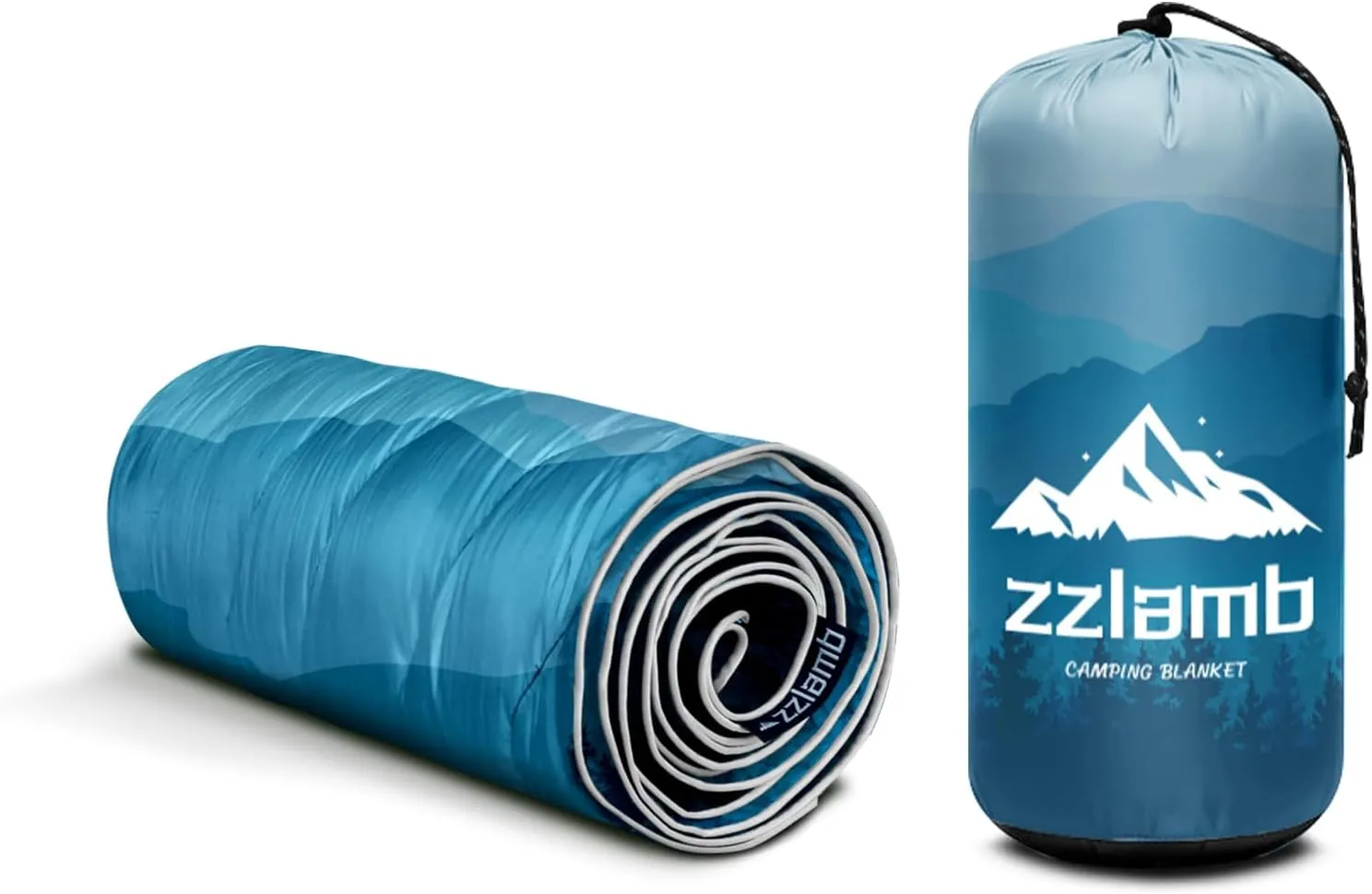 zzlamb Camping Blanket, Outdoor Lightweight Travel Blanket Puffy Portable Down Alternative, Windproof Warm Cloak with Snaps, Cozy Quilt Backpacking Picnic RV Plane Car Hammock Beach Climbing